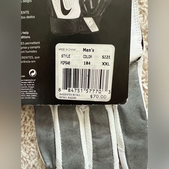 Nike  D-Tack 6.0 Lineman NFL Football Gloves White/Black - Picture 3 of 3